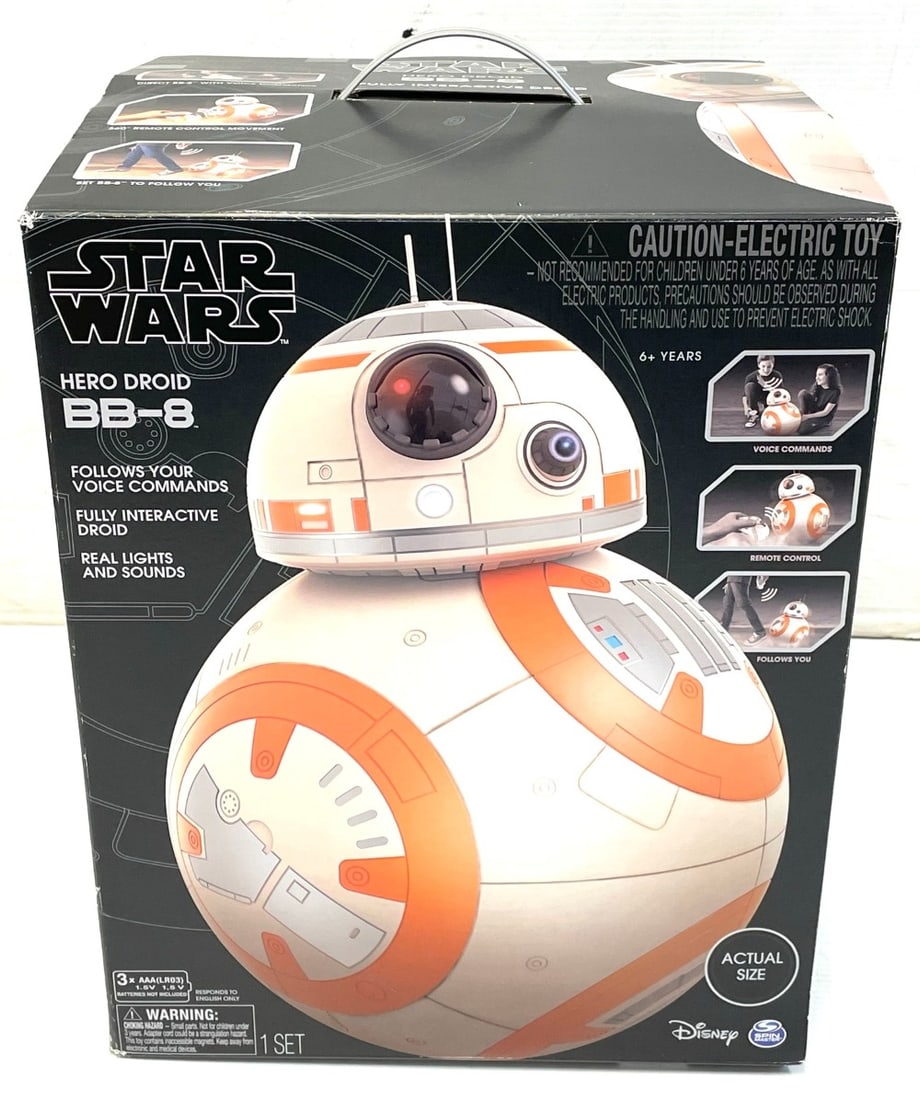 Star Wars Disney Hero Droid BB-8 Interactive Droid: Star Wars Disney Hero Droid BB-8 Interactive Droid. Box is not Sealed but Figure inside is New. Box and Figure are in overall good condition with some wear on corners. Measures 17 1/2