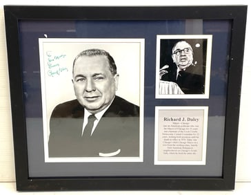 Richard Daley Signed Black and White Photograph