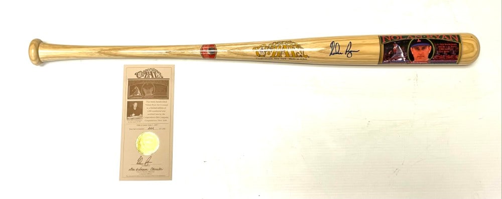 Nolan Ryan Signed Cooperstown Limited Edition Bat: Nolan Ryan Signed Cooperstown Limited Edition Member Exclusive Bat 222/1000 with COA. Bat is in good condition and is signed in Blue Marker.