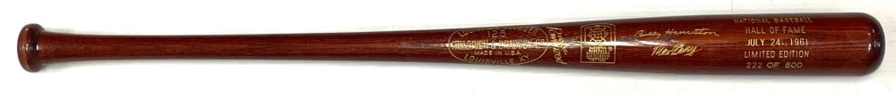 1961 National Baseball HOF Limited Edition Bat: 1961 National Baseball HOF Limited Edition Bat. Member Exclusive 222/500 Baseball Bat. Players include Billy Hamilton and Max Carey.