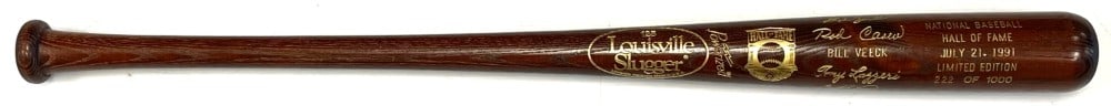 1991 National Baseball HOF Limited Edition Bat: 1991 National Baseball HOF Limited Edition Bat. Members Exclusive 222/1000 Baseball Bat. Players include Fergie Jenkins, Rod Carew, Bill Veeck, Tony Lazzeri, and Gaylord Perry
