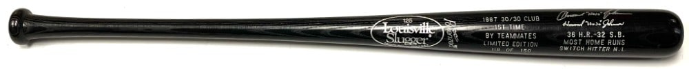 1987 Darryl Strawberry and Howard Johnson 30/30 Club Signed Bat (1 of 6)