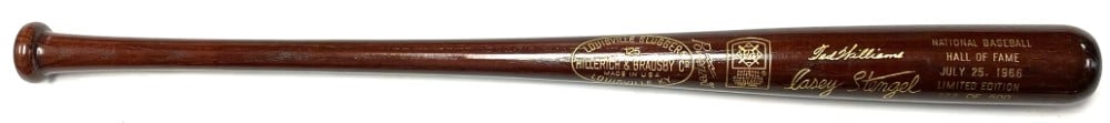 1966 National Baseball HOF Limited Edition Bat: 1966 National Baseball HOF Limited Edition Bat. Members Exclusive 222/500 Baseball Bat. Players include Ted Williams and Casey Stengel