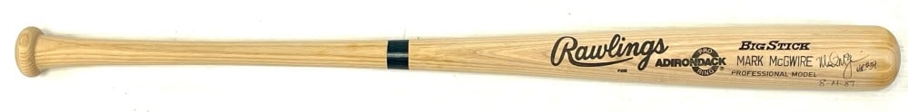Mark McGwire Signed Rawlings Baseball Bat: Mark McGwire Signed Rawlings Baseball Bat. Bat is PSA Authenticated and is signed with HR #39 and 8-14-87.
