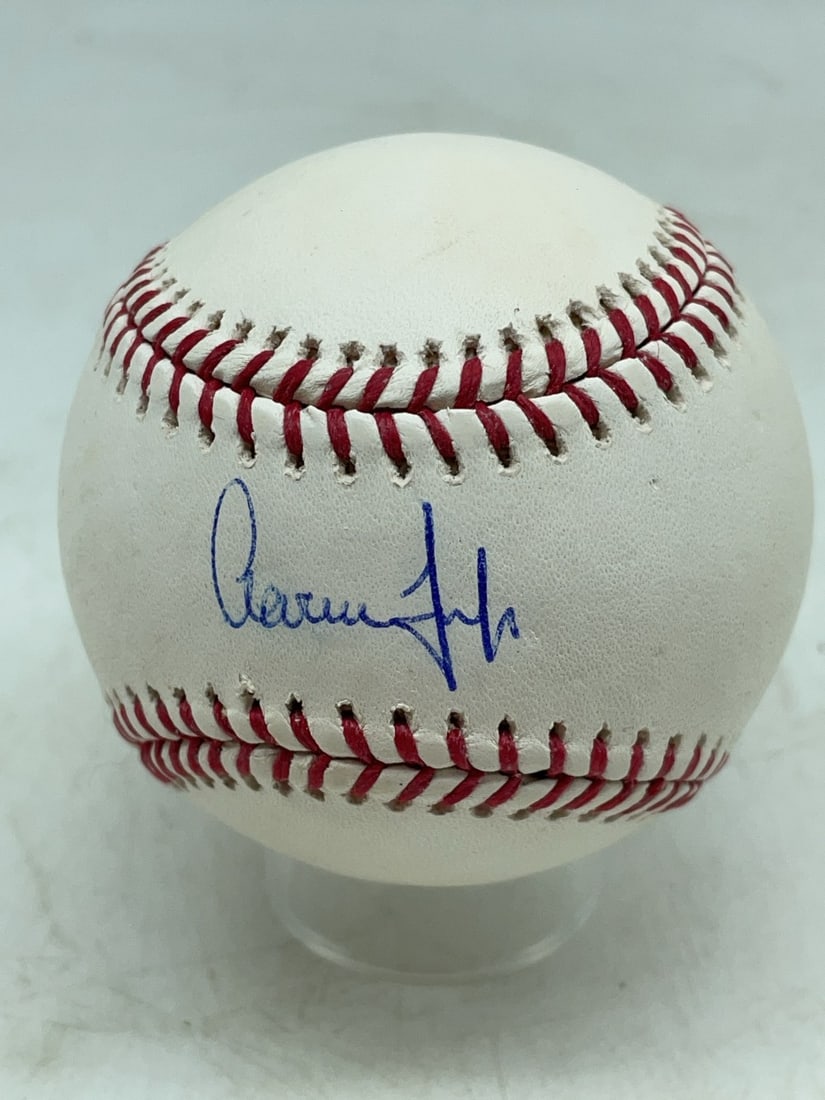 Aaron Judge Signed Rawlings Baseball: Aaron Judge Signed Rawlings Baseball. Baseball is signed in Blue Pen. Baseball is authenticated by Fanatics and has stickers.
