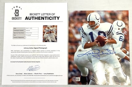 Johnny Unitas Signed Photograph