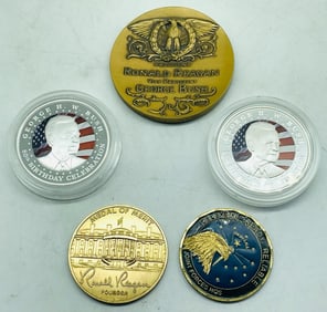 (5) Commemorative Presidential Coins and Tokens