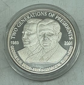 Sterling Two Generations of Presidents Coin