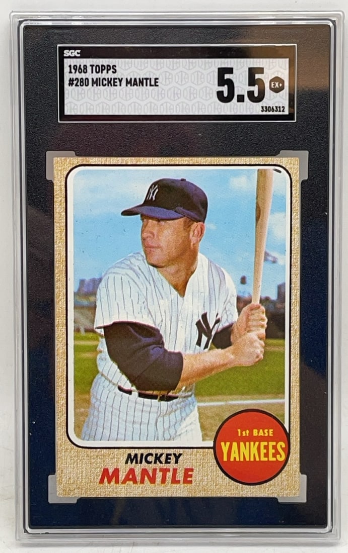 1968 Mickey Mantle Topps Baseball Trading Card SGC 5.5 EX+ (1 of 4)