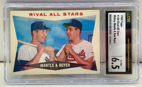 1960 Mickey Mantle and Ken Boyer Topps Rival All Stars SGC 6.5 EX-NM+