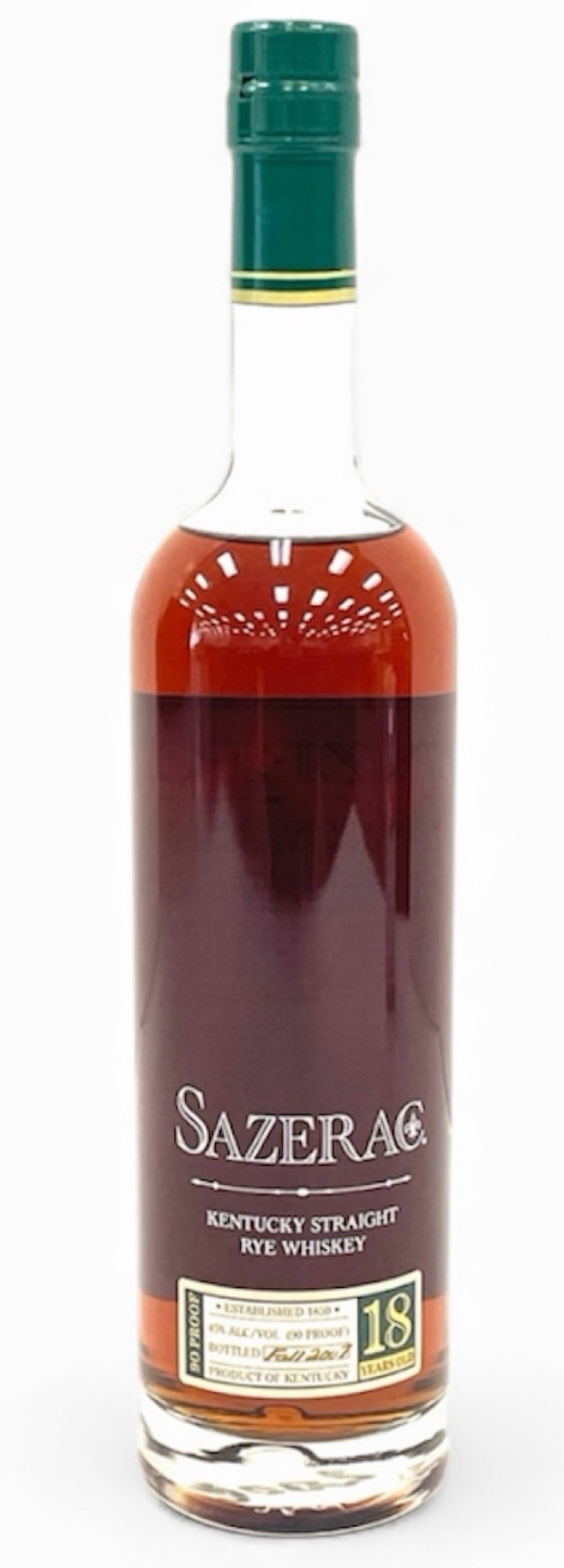 2007 Release Sazerac 18 Year Old Rye Whiskey 750ML 90 Proof: 2007 Release Sazerac 18 Year Old Rye Whiskey 750ML 90 Proof. This factory sealed Sazerac 18 Year whiskey is in pristine condition. It would make the perfect addition to a whiskey collection.