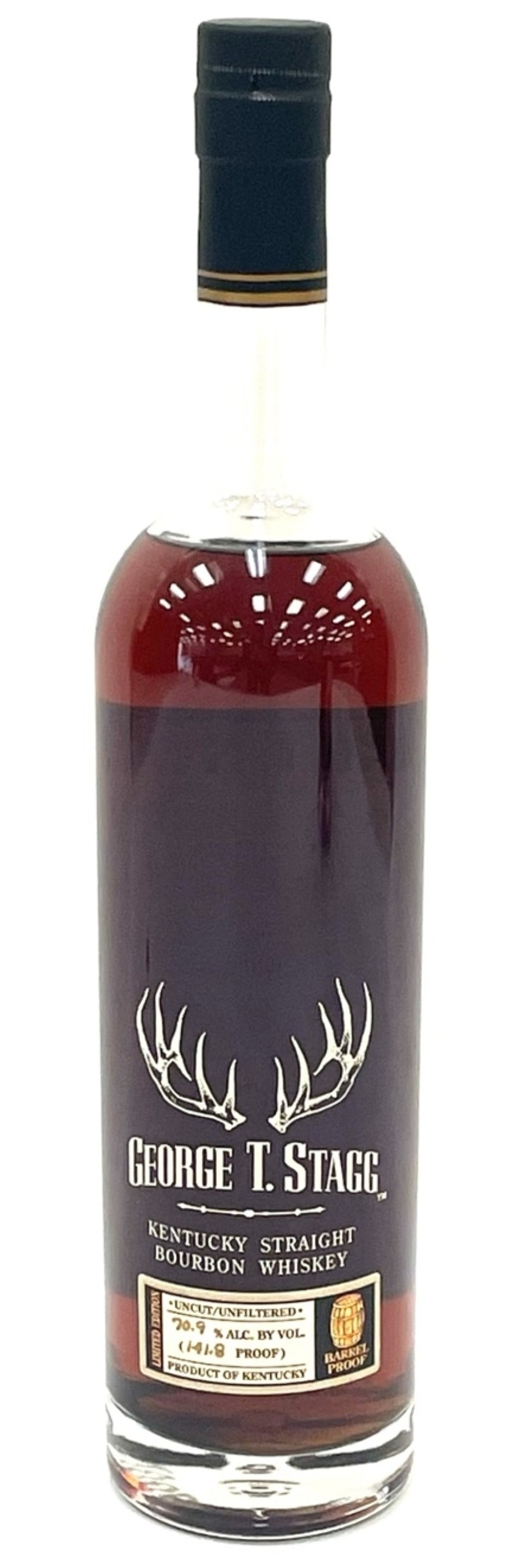 2008 George T. Stagg Bourbon 141.8 Proof 750ML: 2008 George T. Stagg Bourbon 141.8 Proof 750ML. This 2008 George T. Stagg Bourbon is factory sealed and in mint condition. It would make the perfect addition to any bourbon collection.