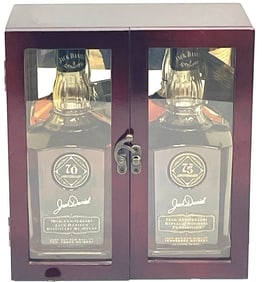Jack Daniel's 70th And 75th Anniversary Whiskey Set In Wooden Box