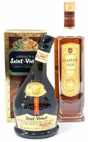 A. Hardy V.S.O.P Cognac & Saint-Vivant Armagnac in Box, Sealed 750ml Bottles
