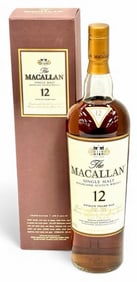 12 Year Old Macallan Sherry Oak Single Malt Scotch Whiskey 1L In Box