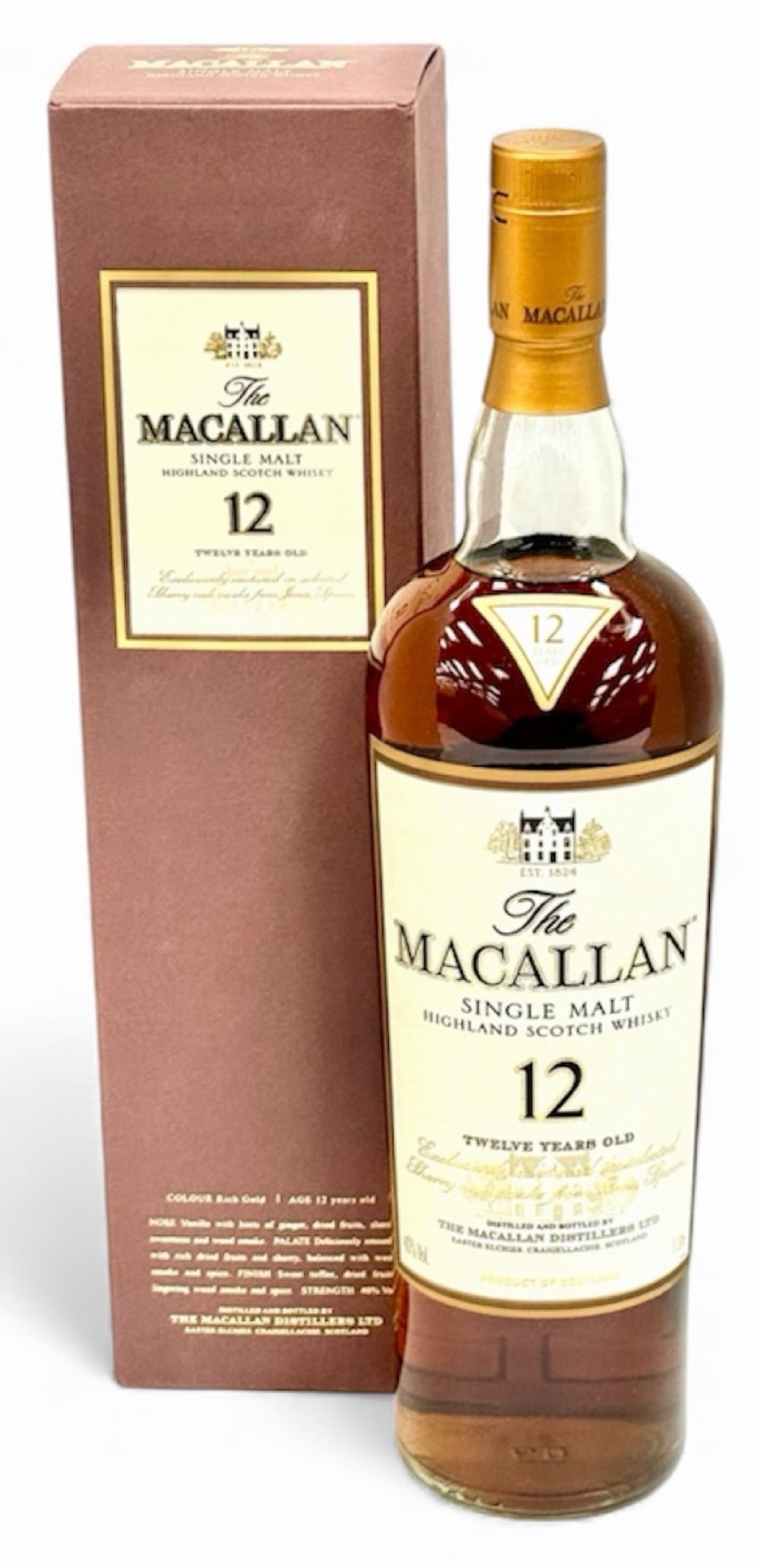 12 Year Old Macallan Sherry Oak Single Malt Scotch Whiskey 1L In Box: 12 Year Old Macallan Sherry Oak Single Malt Scotch Whiskey 1L In Box. This liter of whiskey is factory sealed, in great condition and comes in it's original box. It is exclusively matured in selected