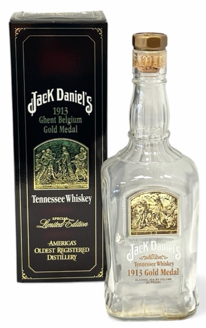 Empty Jack Daniel's 1913 Gold Medal Series Tennessee Whiskey Bottle 750ml (1 of 4)