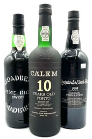 Trio of Broadbent Madeira, Quinta da Eira Velha & Calem Sealed Wine Bottles