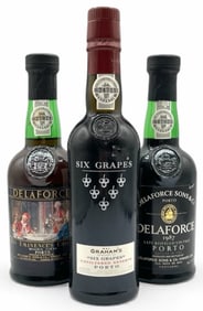 Trio of Delaforce, Graham's "Six Grapes" and Delaforce Vintage Porto Bottles, Sealed