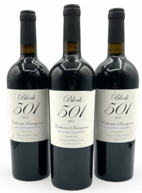 Trio of Bottles Block 501 Hillside Reserve Cabernet Sauvignon Wine, Sealed 750ml Bottles