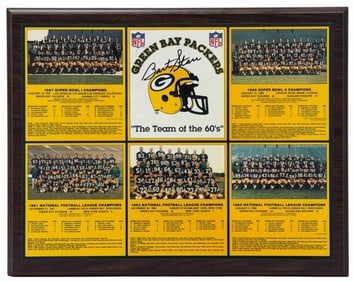 Bart Starr Autographed Green Bay Packers NFL "The Team of the 60's" Commemorative Plaque No COA