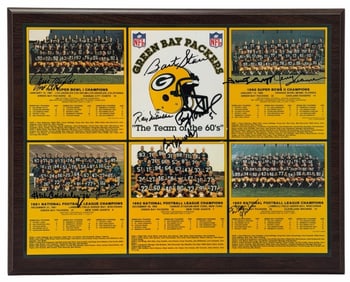 Bart Starr & Team Autographed Green Bay Packers "The Team of the 60's" Commemorative Plaque No COA