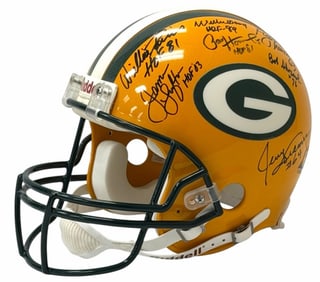 Bart Starr & Other Hall Of Famers Autographed Green Bay Packers Full-Size Helmet w/JSA (X60489)