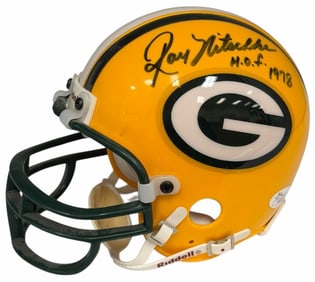 Ray Nitschke Hall Of Fame 1978 Autographed Green Bay Packers Mini Helmet w/JSA (X95737)