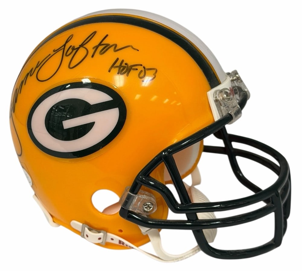 James Loften Hall Of Fame '03 Autographed Green Bay Packers Riddell Mini Helmet W/ JSA (W461351): James Loften Hall Of Fame '03 Autographed Green Bay Packers Riddell Mini Helmet W/ JSA (W461351). This mini helmet is autographed by former NFL football player and coach, James Lofton. This helmet com