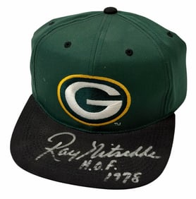 Ray Nitschke H.O.F 1978 Autographed Green Bay Packers NFL Specialties Snapback Hat In Display Case