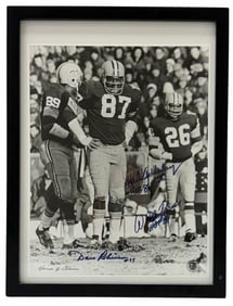 Willie Davis, Herb Adderley, & Dave Robinson Autographed Green Bay Packers Photo Framed