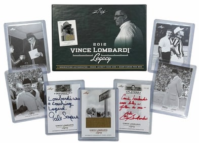 Leaf 2012 Vince Lombardi Legacy 7pc Card Set, Including LE 29/50 Red Ink Zeke Bratkowski
