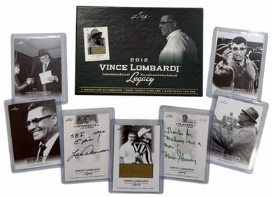 Leaf 2012 Vince Lombardi Legacy 7pc Card Set, Including LE 4/50 Green Ink Marv Fleming