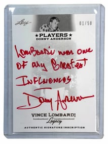 2012 Leaf Vince Lombardi Legacy Players Donny Anderson LE 1/50 Red Ink Signature Inscription Card