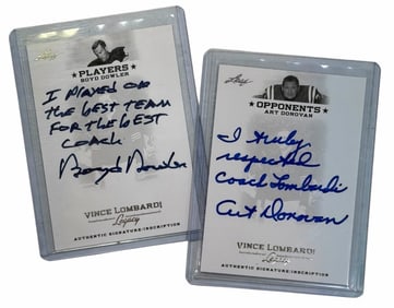 2012 Leaf Vince Lombardi Legacy Opponents Art Donovan Blue Ink Signature Inscription Card