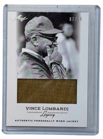 2012 Leaf Vince Lombardi Legacy LE 2/10 Authentic Personally Work Jacket Swatch Card #WJ-37