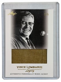 2012 Leaf Vince Lombardi Legacy LE 1/5 Authentic Personally Work Jacket Swatch Card # WJ-22