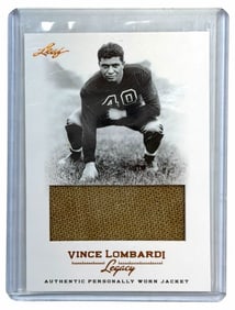 2012 Leaf Vince Lombardi Legacy Authentic Personally Worn Jacket Swatch Card # WJ-01