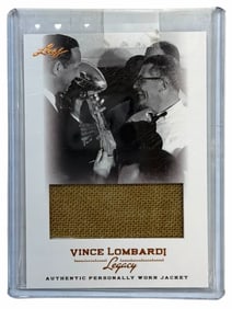 2012 Leaf Vince Lombardi Legacy Authentic Personally Worn Jacket Swatch Card # WJ-24