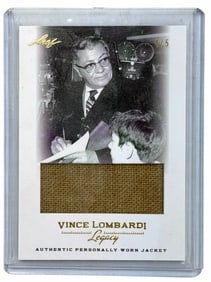 2012 Leaf Vince Lombardi Legacy LE 4/5 Authentic Personally Worn Jacket Swatch Card # WJ-33