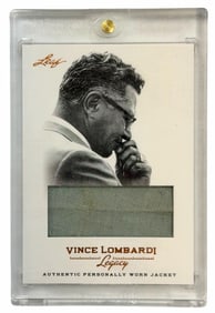 2012 Leaf Vince Lombardi Legacy Authentic Personally Worn Jacket Swatch Card # WJ-21