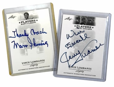 2012 Leaf Vince Lombardi Legacy Player Blue Ink Jerry Kramer & Marv Fleming Signature Cards
