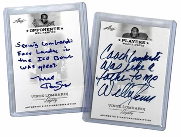 2012 Leaf Vince Lombardi Legacy Player Blue Ink Willie Davis & Mel Renfro Signature Cards