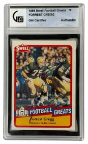 1989 Swell Football Greats #76 Forest Greg Autographed Card, Green Bay Packers, GAI Certified
