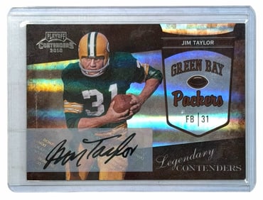 2010 Panini America Legendary Contenders Jim Taylor FB/31 #23 Autographed Card, Green Bay Packers
