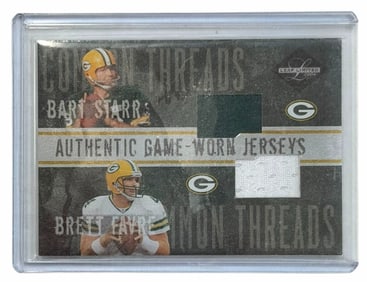 2004 Leaf LimitedBart Starr & Brett Farve Authentic Game-Worn Jerseys Card CT-12, LE 28/50