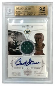 2010 National Treasures Emblems of The Hall Signature Materials #9 Bart Star Autographed 10/25 Card