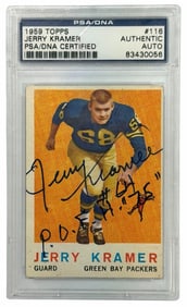 1959 Topps #116 Jerry Kramer Autographed Green Bay Packers Card, PSA/DNA Certified