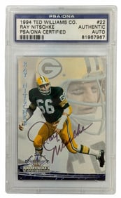1994 Ted Williams Co. Ray Nitschke #22 Green Bay Packers Autographed Card, PSA/DNA Certified