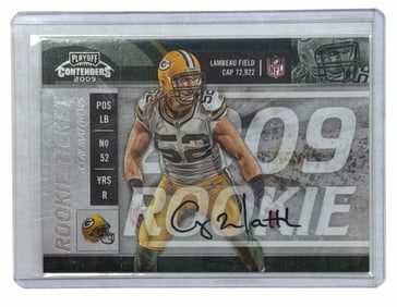 2009 Playoff Contenders Autographed Clay Matthews #156 Green Bay Packers Card